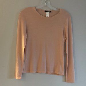 Anne Klein New York Ultrafine Lightweight Soft Pink Cashmere Sweater - S